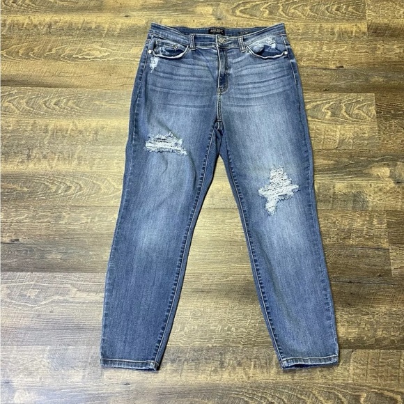 Judy Blue Denim - Judy Blue Slim Fit Distressed Jeans Womens 15/32 Blue Denim JB82172 Stretch